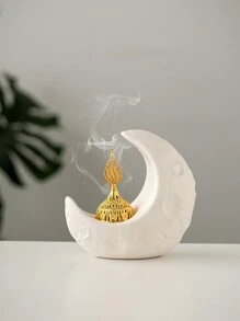 1入組月形陶瓷線香爐,創意奢華風格,適用於節日,家居或辦公室裝飾 - 白色 - 查看 2