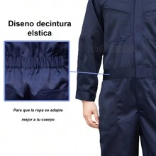 Men's Work Coveralls Dustproof Mechanic Long Sleeve Zipper Overalls,Men's Mechanic Work Coveralls Long Sleeve Hooded Dustproof Zipper Front Coveralls Men's Polycotton Overalls, Color Navy Blue, - Blue - View 4