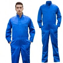 Men's Work Coveralls Dustproof Mechanic Long Sleeve Zipper Overalls,Men's Mechanic Work Coveralls Long Sleeve Hooded Dustproof Zipper Front Coveralls Men's Polycotton Overalls, Color Navy Blue, - Blue - View 1
