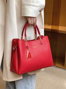 Dedoo 奢华时尚多功能大容量单肩手提包，优雅女士手提包 - 紅色 - 查看 5