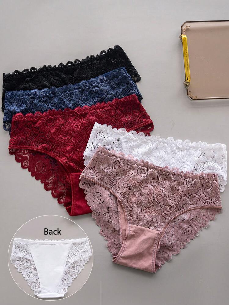 خمس قطع داخلية للنساء مثلثة الشكل بواسطة الدانتيل...