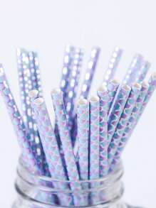 25pcs Purple Mermaid Shaped Paper Straws, Disposable Tableware Straws Suitable For Mermaid Themed Birthday Party, Wedding, Bridal Shower, Holiday Party - Purple - View 1