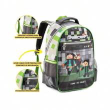 Mochila Game Crafit Costas Infantil Grande Escolar Menino Cor Cinza Desenho do tecido gamecraft - Multicolorido - Visão 2