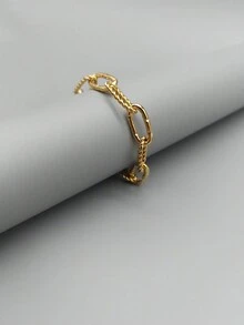 1pc Minimalist Twisted Paper Clip Chain Bracelet - Gold - View 2