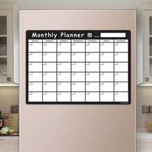 A3 Fridge Calendar, Magnetic Monthly Planner Whiteboard Dry Wipe Meal Planner - Black - View 1