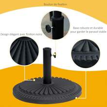 Outsunny Pied de parasol base de lestage parasol rond ciment HDPE motif rosace Ø 49 cm poids net 15 Kg noir - Noir - Voir 5