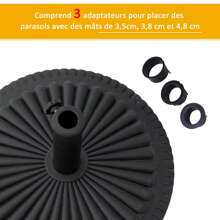 Outsunny Pied de parasol base de lestage parasol rond ciment HDPE motif rosace Ø 49 cm poids net 15 Kg noir - Noir - Voir 3
