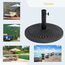 Outsunny Pied de parasol base de lestage parasol rond ciment HDPE motif rosace Ø 49 cm poids net 15 Kg noir - Noir - Voir 6