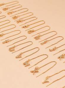 1 Pieza Pendiente De Cadena De Letra Capital Inglesa 26 Con Hilo Para Mujeres, Regalo Para Festivales, Uso Diario, Estilo Europeo Y Americano, Exquisita Incrustación De Circonita Cúbica De Cobre - Amarillo Oro - Ver 3