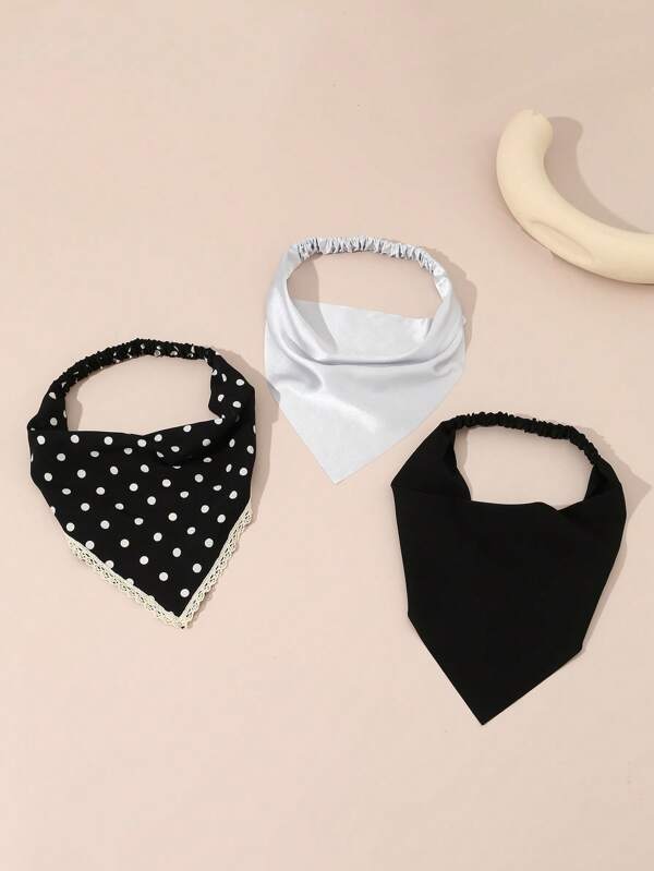 3 Pieces Of Women's Hair Accessories Printed Triangle Scarf Elastic Hairband Headband Boho,Bandeau Valentine's Day Valentines Turban Headband Sweatband