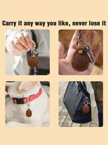 1入組皮革鑰匙扣,可攜式手工製作的皮革鑰匙扣,全面覆蓋保護殼,與airtags 2021兼容,棕色,pu皮革小型airtag座架,帶鑰匙環保護套,仿皮革airtag座架鑰匙扣,可攜式手工製作的仿皮革airtag座架袋錢包吉祥物配件。 - 棕色 - 查看 4