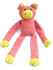 PORCO DE PELÚCIA GRANDE BICHINHO Bicho Brinquedo para Cachorro Pet Mordedor com Apito Som Olhos Bordados - Rosa Bebê - Visão 5
