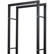 HOMCOM Metal Firewood Log Holder Tall Firewood Rack Indoor Outdoor Fireplace Wood Storage Shelf With Side Rails, Rust-Resistant, Black, 40W X 25D X 150H Cm - Black - View 7