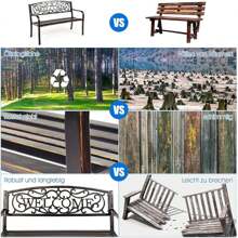 Garden Bench With Written Welcome, 3 Seater Park Bench, Rest Bench, Made Of Cast Iron, With Backrest And Armrest, Weatherproof, Can Hold 320 Kg, For Garden, Park And More (Welcome Bronze) - Brown - View 3