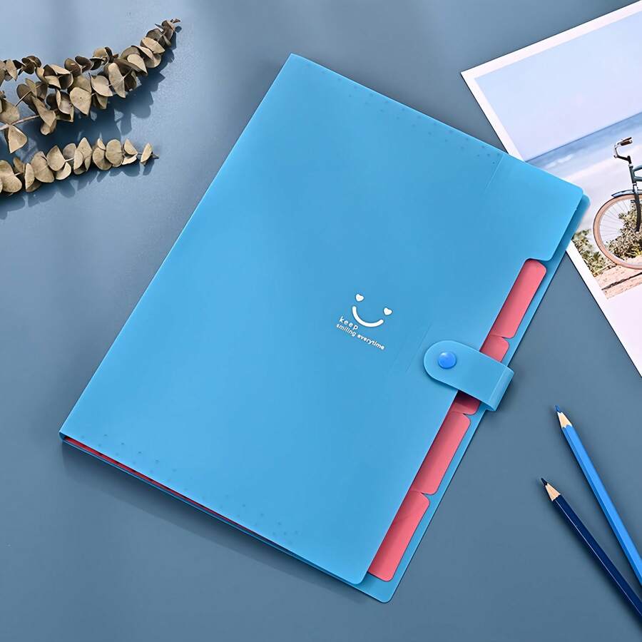 A4 Nhiều lớp Đàn Phong cầm Tài liệu Bìa đựng hồ sơ , Dễ thương Tươi cười Túi hồ sơ , Mới Đơn giản Đàn Phong cầm Thiết kế túi - Màu xanh lam - Xem 1