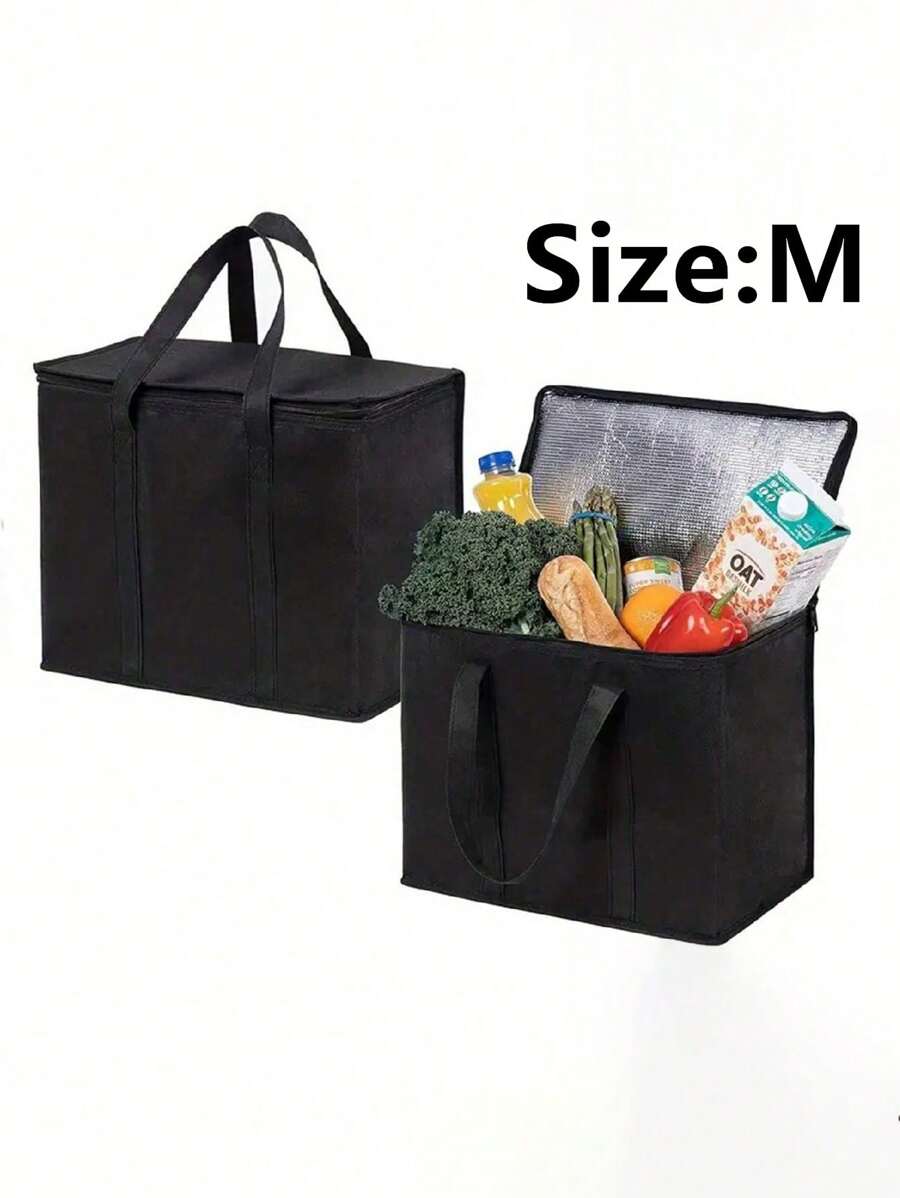 大容量保温购物袋，可重复使用，软质保冷袋，冷热食品外卖袋，轻便耐用，结实拉链，可折叠，可直立放置，适合夏季旅行、度假、学校用品、露营和户外活动