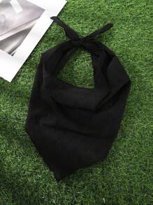 1 chiếc khăn quàng cổ tam giác thêu hoa màu đen, khăn bandana thanh lịch, khăn trùm đầu, phụ kiện tóc cho trang phục đi nghỉ dành cho phụ nữ - màu đen - Xem 2