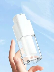 1pc Square Transparent Travel Press Pump Bottle For Skin Care Lotion, Portable Plastic Vacuum Bottle, Square Twist Vacuum Bottle With Press Pump, Travel Storage Essence Lotion Moisturizer, Empty Vacuum Lotion Bottle, Refillable Cosmetic Storage Container Small Bottle Jar, Portable Travel Cream Lotion Container Jar - White - View 12
