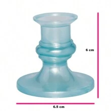 12 Candle Holders - Plastic Candlestick - Baby Blue - View 2