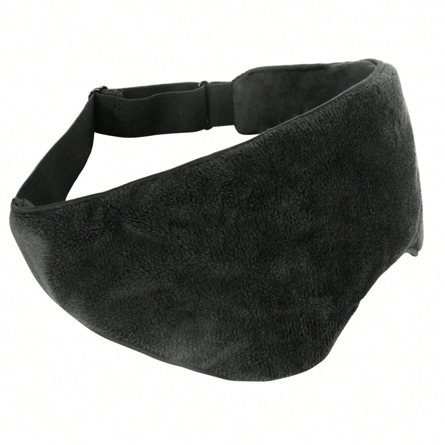 Blackout Weighted Eye Mask With Removable Inner For Heating/Cold, Soft Plush Cotton - Black - View 1