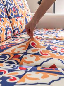 1 Pieza Cubierta Elástica Para Sofá, Cubre De Sofá De Tela De Seda Con Estilo Bohemio Y Ruralpara Decoración Del Hogar, Antipolvo, Antisratch, Universal Para Las Cuatro Estaciones