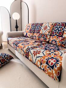 1 Pieza Cubierta Elástica Para Sofá, Cubre De Sofá De Tela De Seda Con Estilo Bohemio Y Ruralpara Decoración Del Hogar, Antipolvo, Antisratch, Universal Para Las Cuatro Estaciones