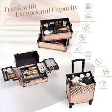 Stagiant 4 In 1 Large Capacity Rolling Wheels Makeup Trolley, Large Capacity Travel Trolley With Rolling Wheels Hair Salon Travel Trolley, Random Color - Multicolor - View 1