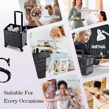 Stagiant 4 In 1 Large Capacity Rolling Wheels Makeup Trolley, Large Capacity Travel Trolley With Rolling Wheels Hair Salon Travel Trolley, Random Color - Multicolor - View 5