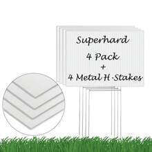 Yard Signs, Blank Yard Signs With Stakes, 4 Pack 17 X 12 Inches White Plastic Custom Yard Sign For Birthday, Garage Signs, Rent, Guidepost Decorations, Blank Lawn Signs With Stakes - White - View 1