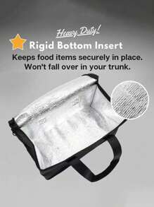 大容量保温购物袋，可重复使用，软质保冷袋，冷热食品外卖袋，轻便耐用，结实拉链，可折叠，可直立放置，适合夏季旅行、度假、学校用品、露营和户外活动 - 黑色 - 查看 7