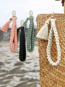 Hand Woven Tassel Keychain Keyrings Lanyard Braided Key Fob Strap Lobster Claw Bohemian Bracelet Gift Wrist Strap Bag Pendant Accessories Key Lanyard