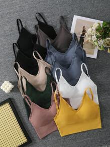 10pcs/Set Wireless Breathable Basic Camisole Bra With Criss-Cross Design For Beautiful Back, Lingerie - Multicolor - View 1