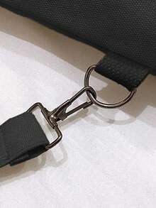 1個黑白色便攜式韓國時尚帆布手提袋校園肩袋化妝袋大容量拉鍊收納袋購物袋 - 黑色 - 查看 7