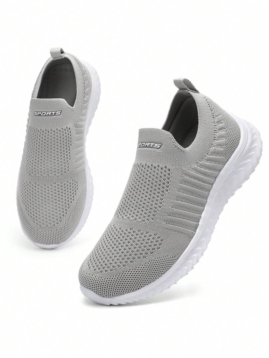 STQ Womens Slip On Trainers With Memory Foam Ladies Casual Shoes - Grey - View 1