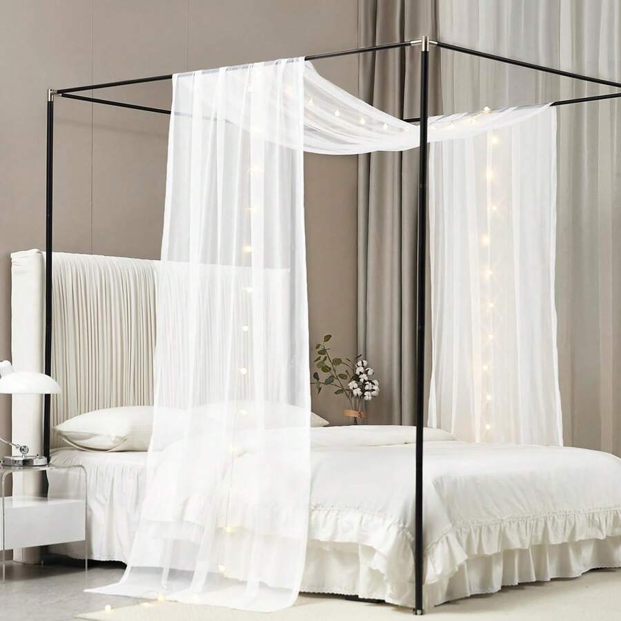 Canopy Bed Curtains With Light Princess Bed Canopy Scarf For Twin Full