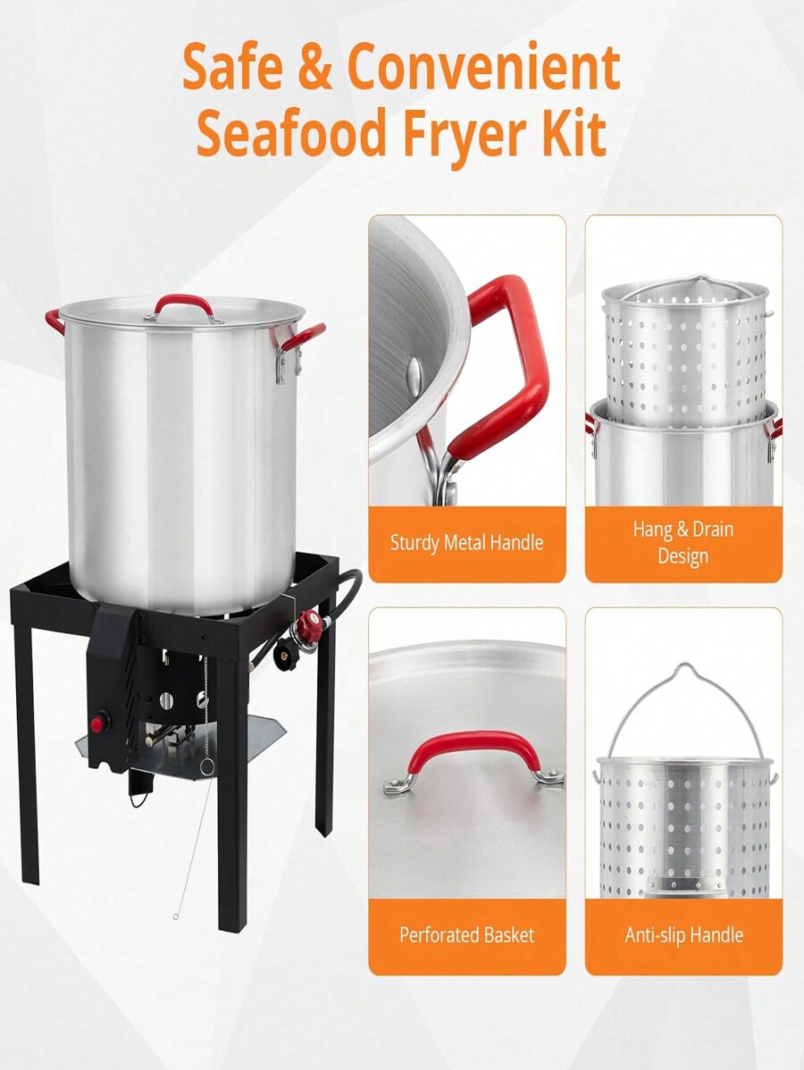Turkey Fryer 80 QT Cooker Set Aluminum Crawfish Boiler With Steam/Boil