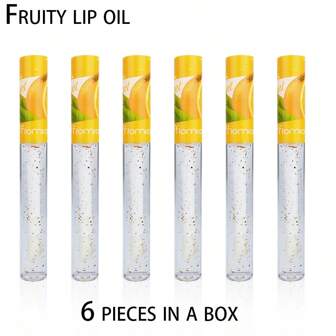 6入組唇部亮光露/唇油,具有持久保濕、滋潤、柔軟細紋、透明唇膏