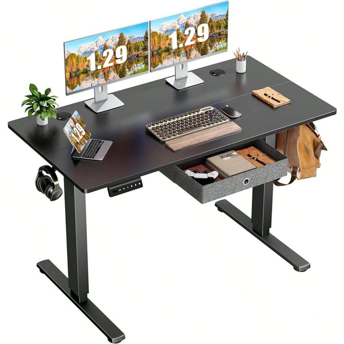 Electric Rising Table Electric Standing Desk Adjustable Height, 48 X 24 Inch Stand Up Sit ...