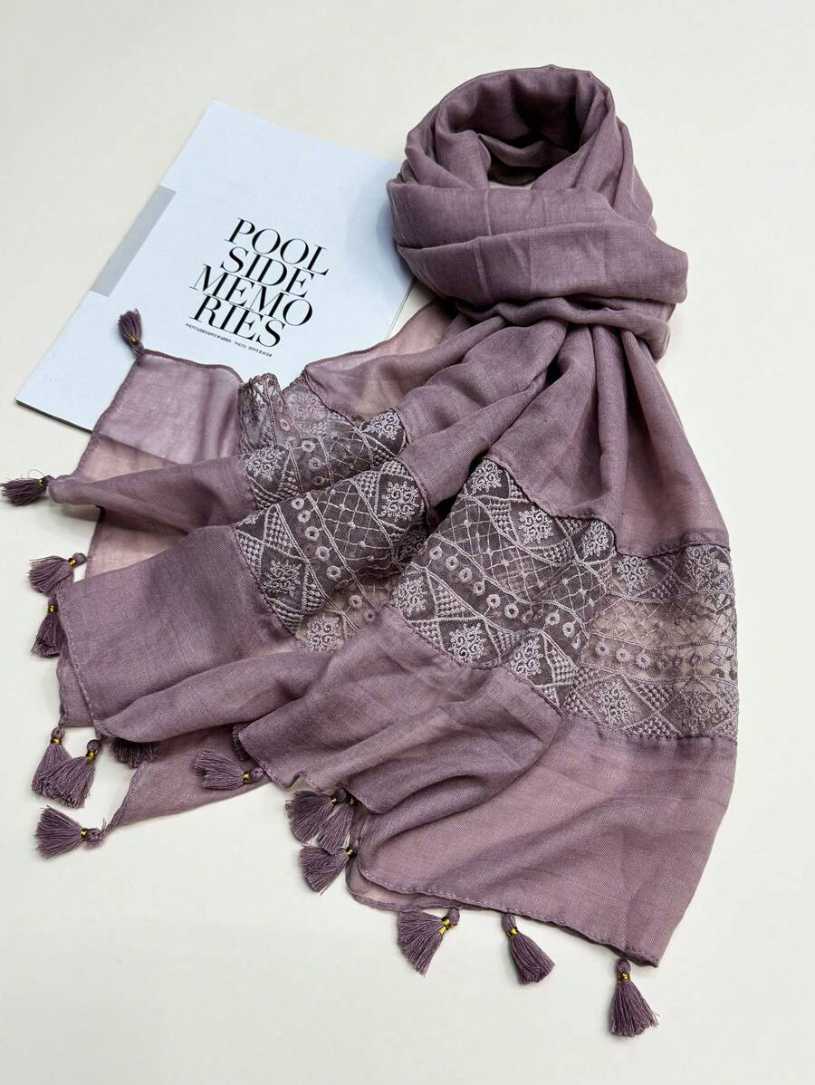 Boho 1pc Simple Solid Color Beach Accessories Women Scarf, New Style Patchwork Scarf, Sunblock Scarf & Beach Towel Multifunctional Long Shawl For Women Accessories Women Winter Fall Valentine Day Valentines