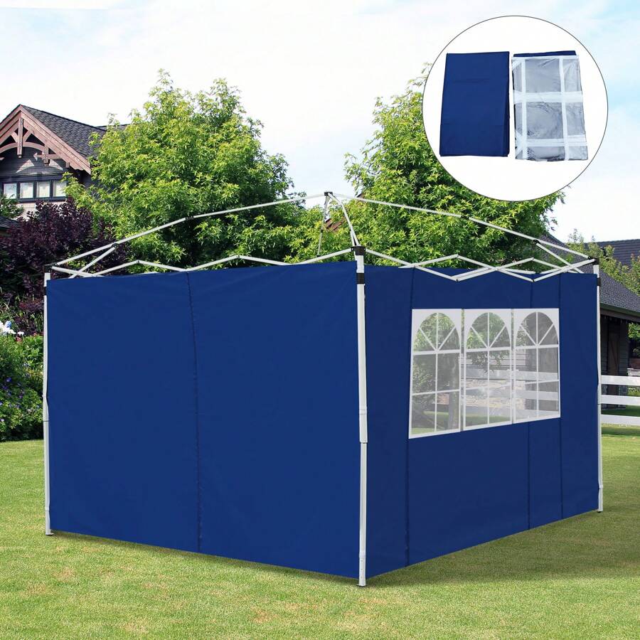 Outsunny 3 Meters Gazebo Replaceable Exchangeable Side Panel Wall Panels Walls With Window - Blue - View 1