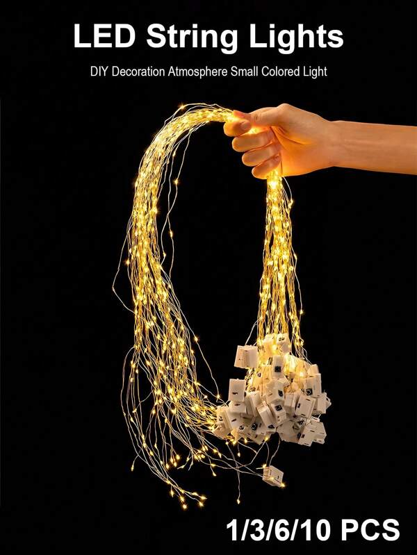 1 paquet Guirlandes lumineuses féeriques à LED, 3 modes de vitesse à piles, guirlandes lumineuses sur pile de 2 m/6,58 pieds, fil étanche pour l'extérieur, guirlandes scintillantes, éclairage d'ambiance pour mariage et romantique, décoration de la Saint-Valentin, guirlandes lumineuses pour fête, faveurs pour cadeaux de la Saint-Valentin DIY, décorations pour le nouvel an - 3 paquets, 6 paquets, 10 paquets, 3M/9,84 pieds