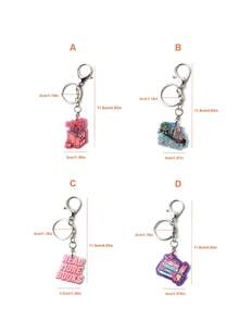 1入組/4入組彩色書籍閃粉鑰匙扣,可愛卡通風格壓克力珠寶,開學返校禮物,練習多愛書,書架風景畫鑰匙扣 - 彩色 - 查看 9