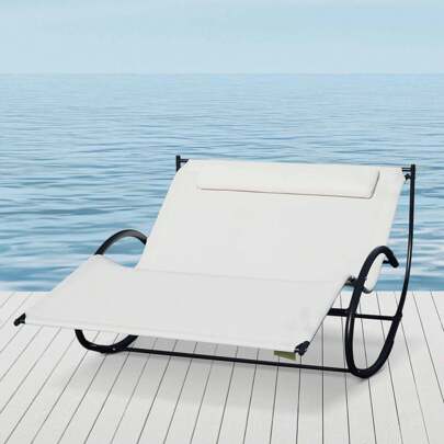 Outsunny Double Hammock Chair Sun Lounger Outdoor Patio Garden Swing Rock Seat