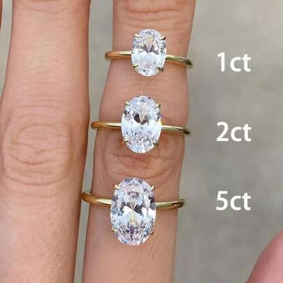 1 ct, 2 ct, 5 ct, 8 ct Anillo de compromiso ovalado brillante, Anillo de boda para mujer, Anillo de compromiso de plata de ley 925, Anillo eterno, Regalo de joyería exquisita