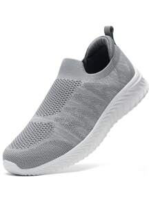 STQ Womens Slip On Trainers Causal Comfortable Shoes With Arch Support - Gris Claro - Ver 2