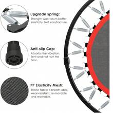 101cm Indoor Trampoline, Foldable Fitness Trampoline, Trampoline For Adults And Children, Load Capacity 150 Kg, Adjustable Handrail Height, Endurance Training, Black - Black - View 3