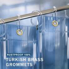 AmazerBath Shower Curtain Liner, 100% EVA Soft Clear Green Heavy Duty Shower Curtain And Liner 2-In-1, 72x72 Luxury Plastic Weighted Bathroom Shower Liner, 12 Rustproof Grommets & 3 Heavyweight Stones - 海洋 - 查看 4