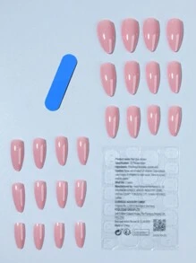 Erhöhen Sie Ihren Stil mit diesem Set bestehend aus 24 Stück künstlichen Nägeln in Mandelform, passend für lange und mittlere Nagelbetten, enthält 1 Stück Jelly-Kleber und 1 Stück Nagelfeile, Druck auf Nägel, Nagelbedarf