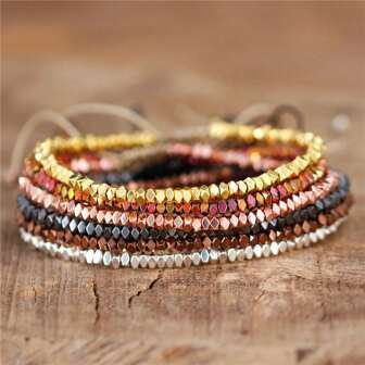 gxtbw 1 Pieza Pulsera De Cuentas De Hematita Ajustable Con Cuentas Minimalista Nueva Y Elegante, Pulseras Bohemias Para Hombres Y Mujeres