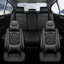 Luxurious 5Pcs Car Seat Cover Full Set Pu Leather Universal Front Rear Seat Protector - Black - View 2